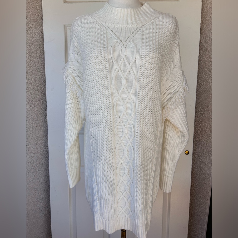 American Rag Cable Knit Panel Sweater Mock‎ Neck Large